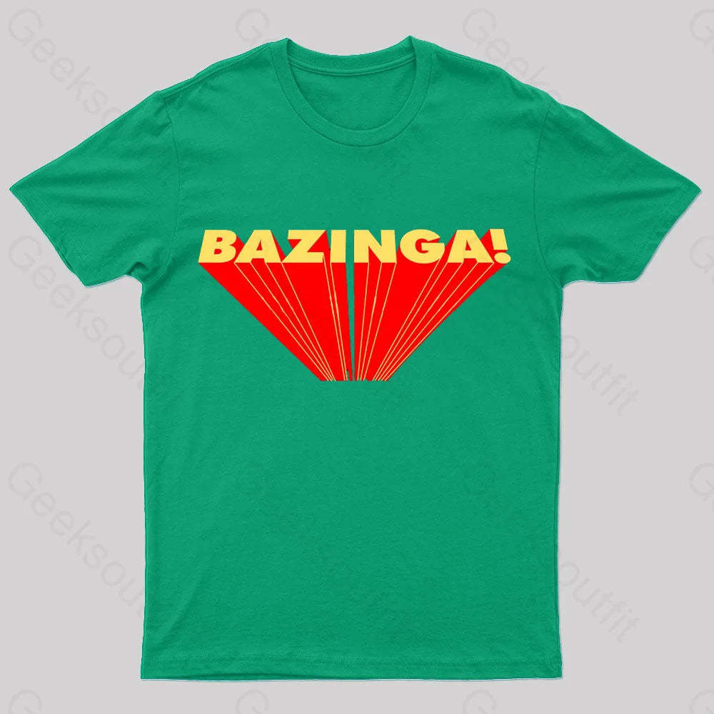 The Big Bang Theory Bazinga Geek T-Shirt Green / S