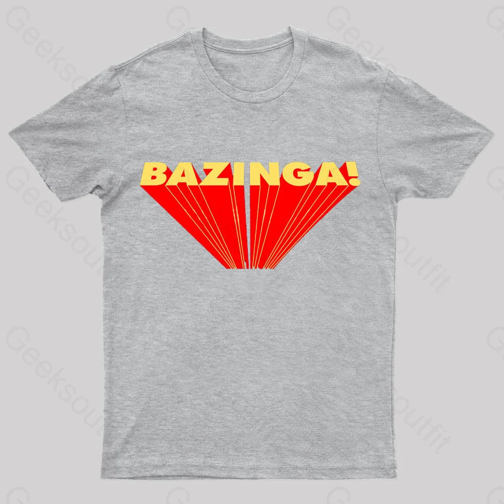 The Big Bang Theory Bazinga Geek T-Shirt Grey / S