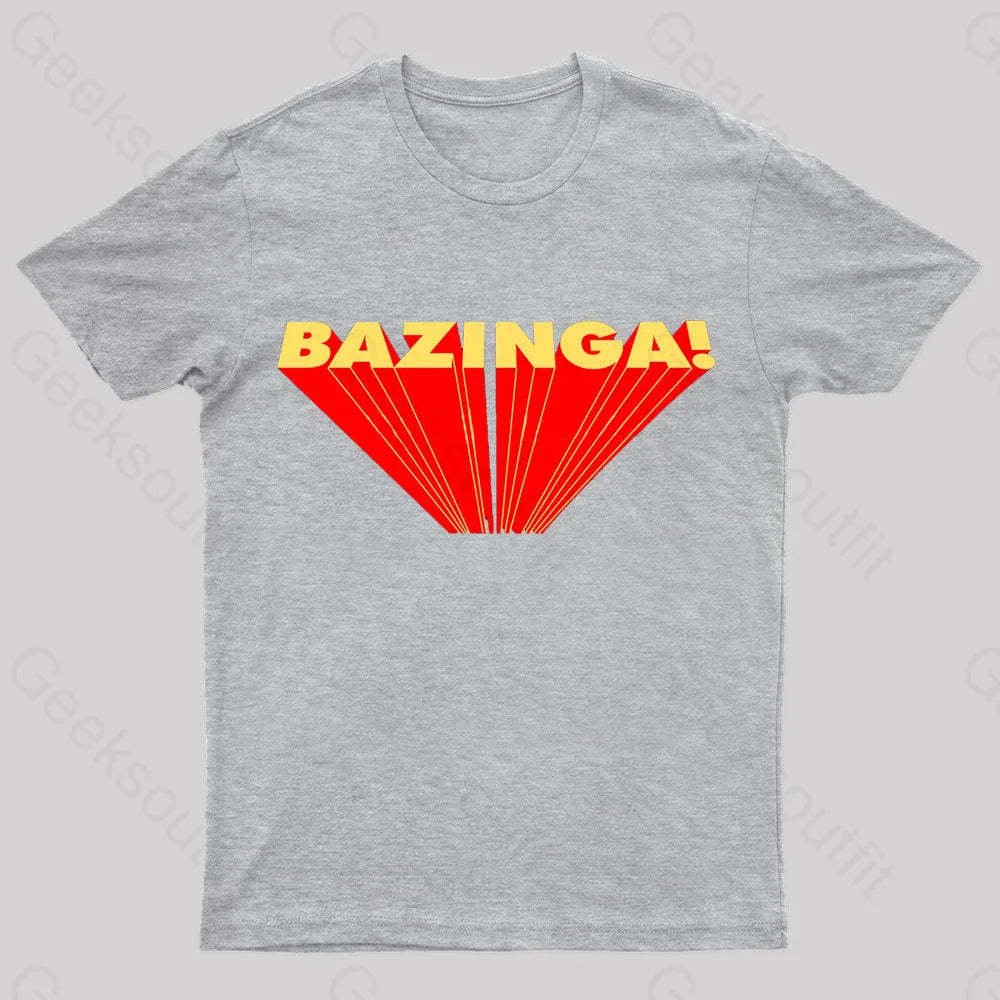 The Big Bang Theory Bazinga Geek T-Shirt Grey / S