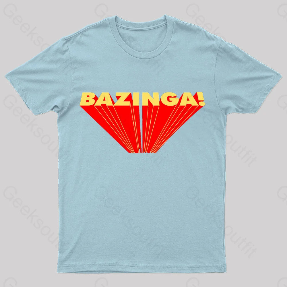 The Big Bang Theory Bazinga Geek T-Shirt Light Blue / S