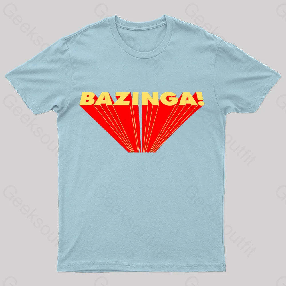 The Big Bang Theory Bazinga Geek T-Shirt Light Blue / S