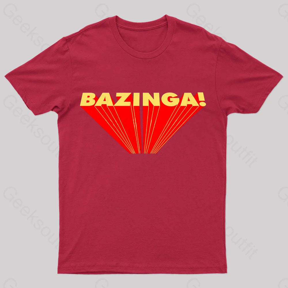 The Big Bang Theory Bazinga Geek T-Shirt Red / S