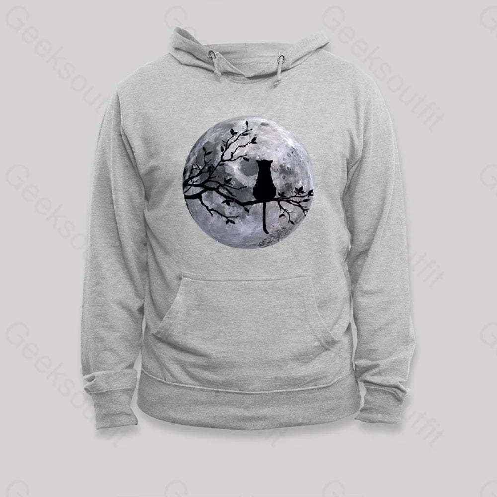 The Cat And The Moon Hoodie Grey / S