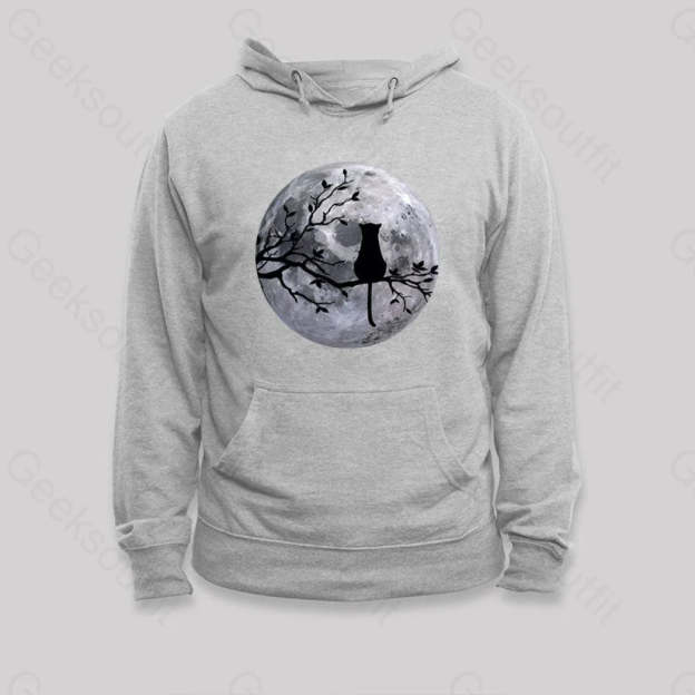 The Cat And The Moon Hoodie Grey / S