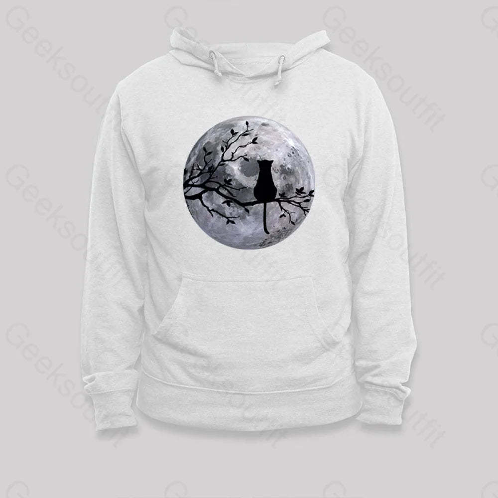 The Cat And The Moon Hoodie White / S