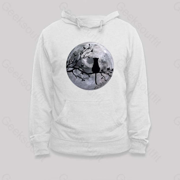 The Cat And The Moon Hoodie White / S