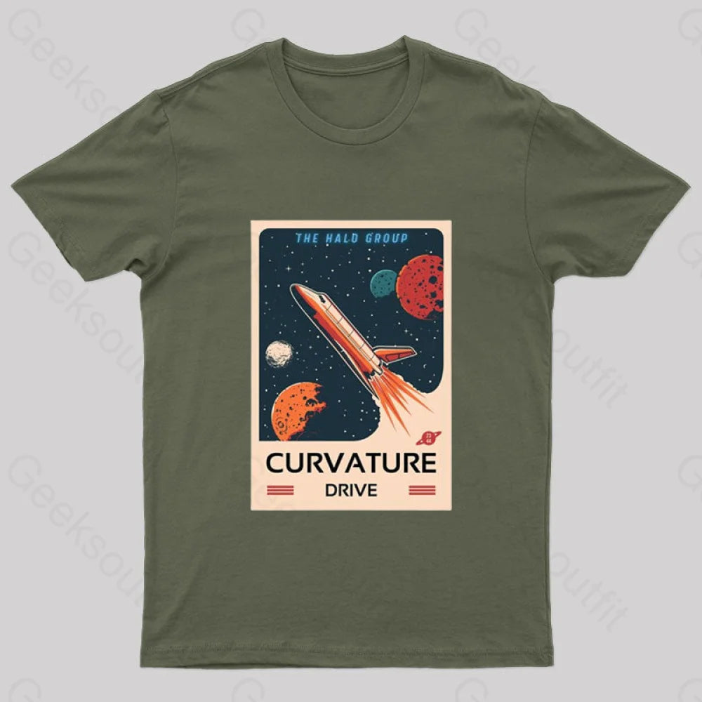 The Curvature Drive Nerd T-Shirt Army Green / S