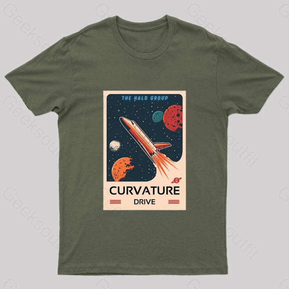 The Curvature Drive Nerd T-Shirt Army Green / S