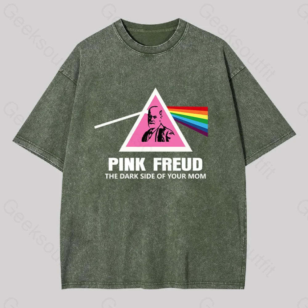 The Dark Side Of Your Mom Washed T-Shirt Army Green / S