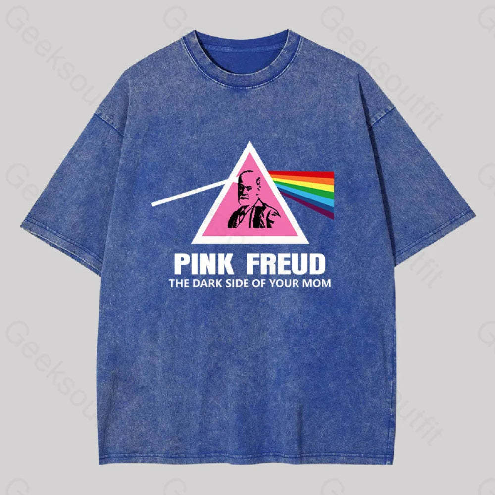 The Dark Side Of Your Mom Washed T-Shirt Blue / S