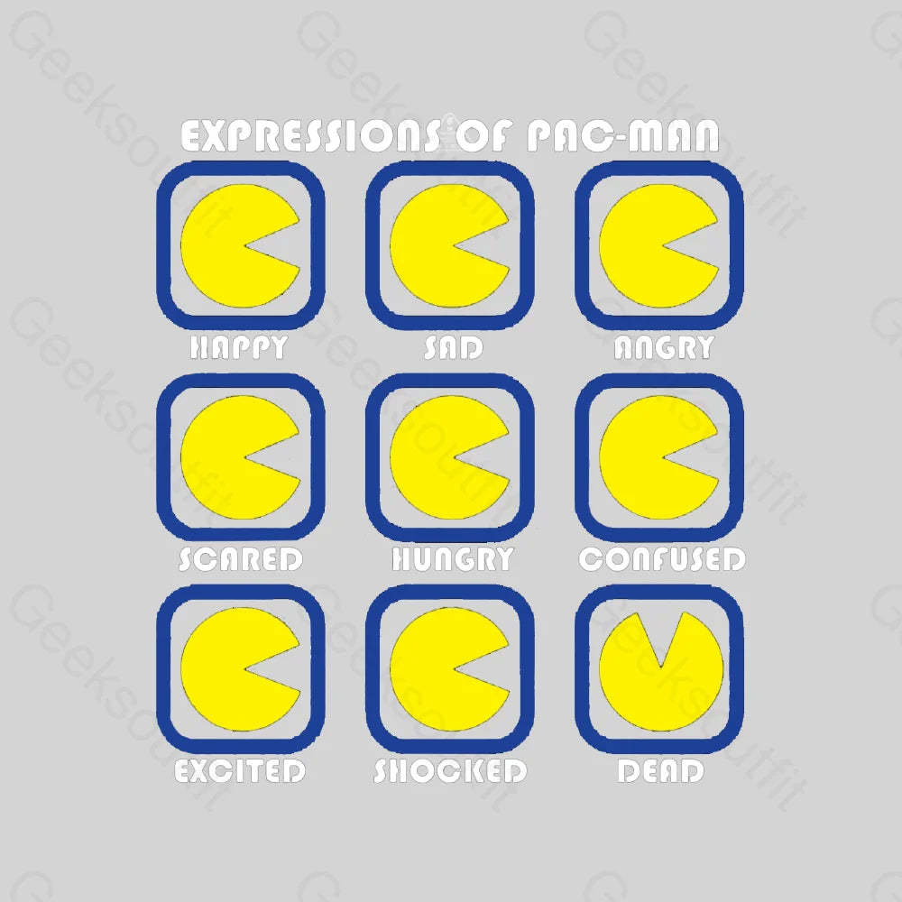 The Expressions of Pac-Man T-Shirt - Geeksoutfit
