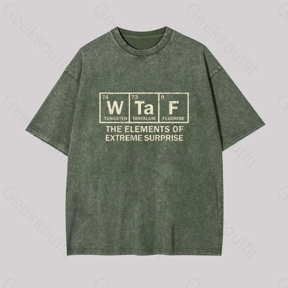 The Extreme Element Of Surprise Geek Washed T-Shirt Armygreen / S