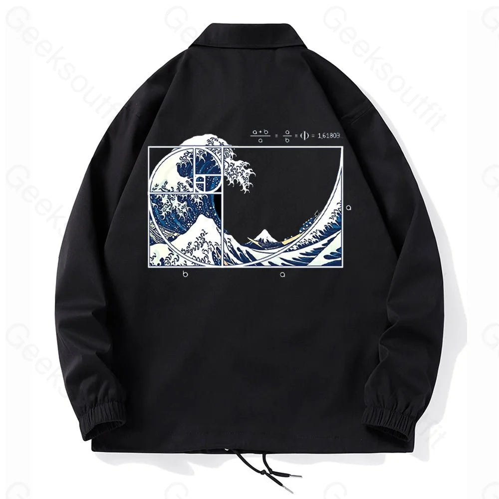 The Great Fibonacci Wave Coach Jacket - Geeksoutfit