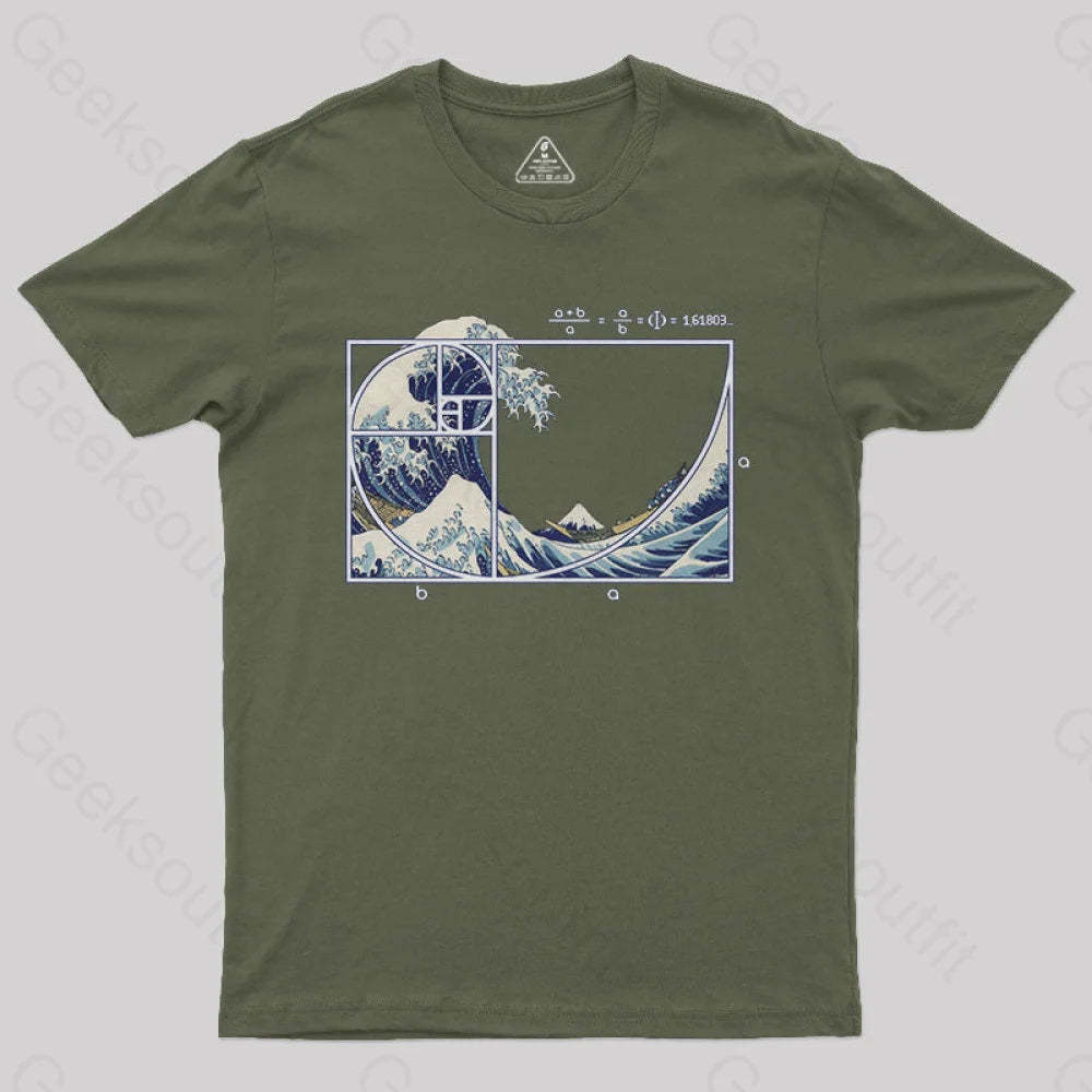 The Great Fibonacci Wave Science Geek T-Shirt Army Green / S