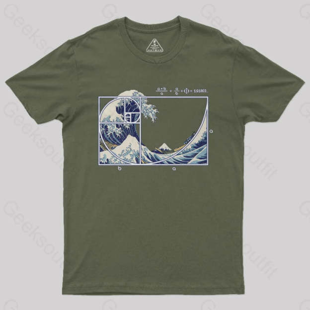 The Great Fibonacci Wave Science Geek T-Shirt Army Green / S
