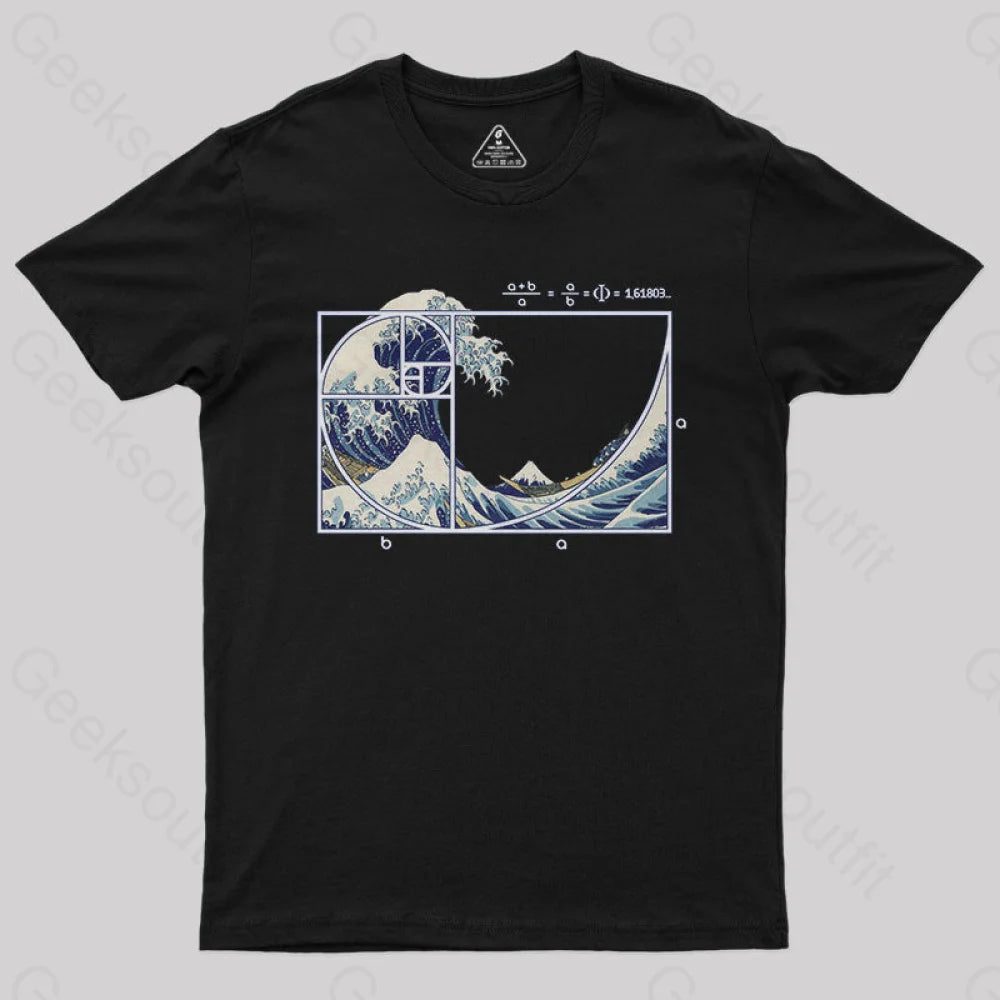 The Great Fibonacci Wave Science Geek T-Shirt Black / S