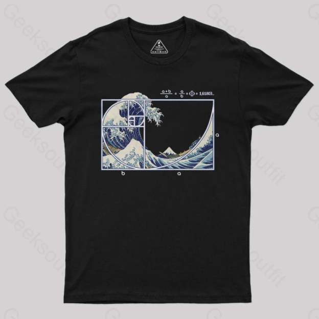 The Great Fibonacci Wave Science Geek T-Shirt Black / S