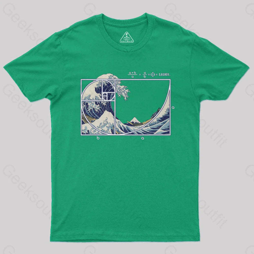 The Great Fibonacci Wave Science Geek T-Shirt Green / S