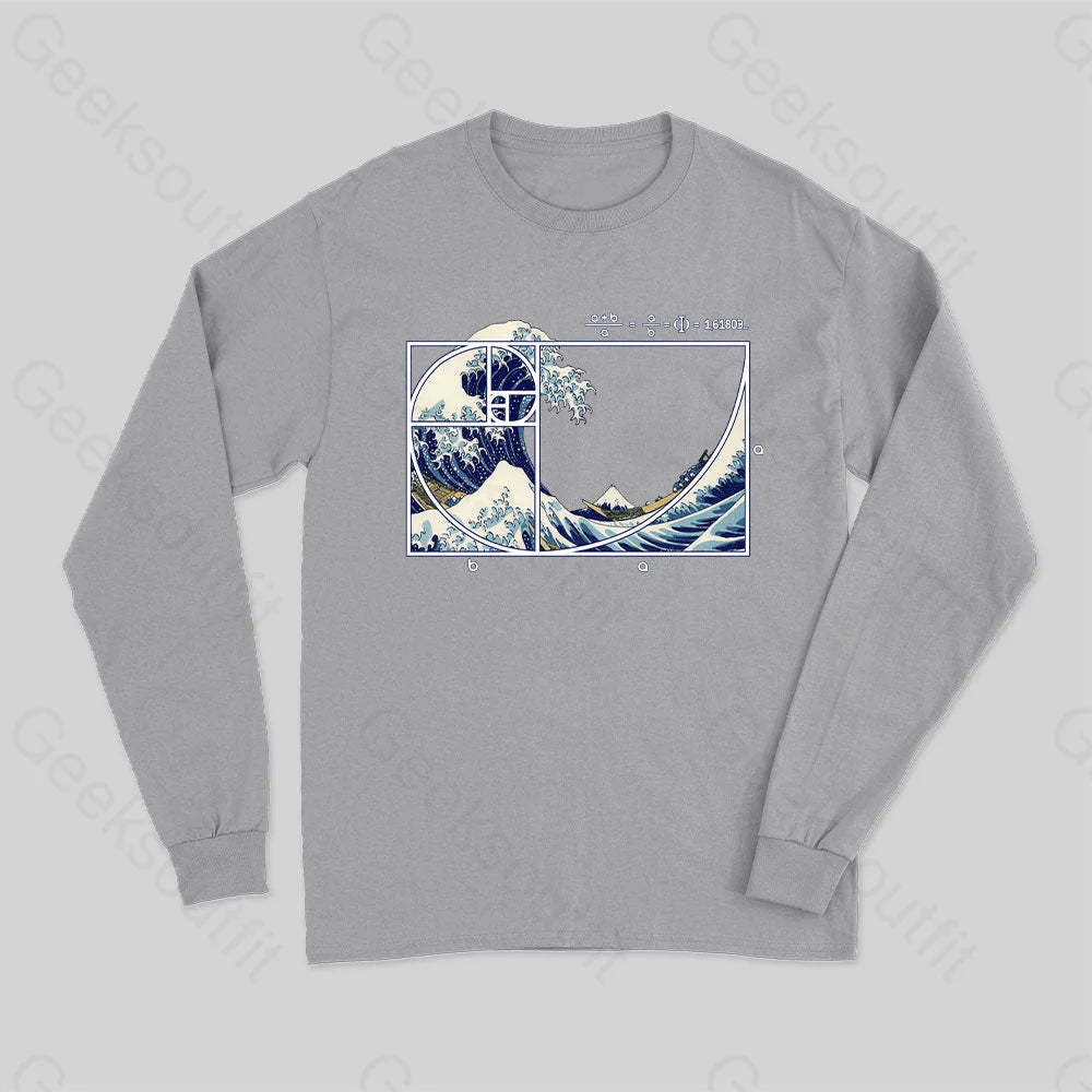 The Great Fibonacci Wave Science Long Sleeve T-Shirt Grey / S