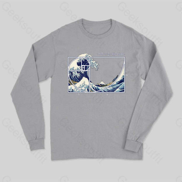 The Great Fibonacci Wave Science Long Sleeve T-Shirt Grey / S