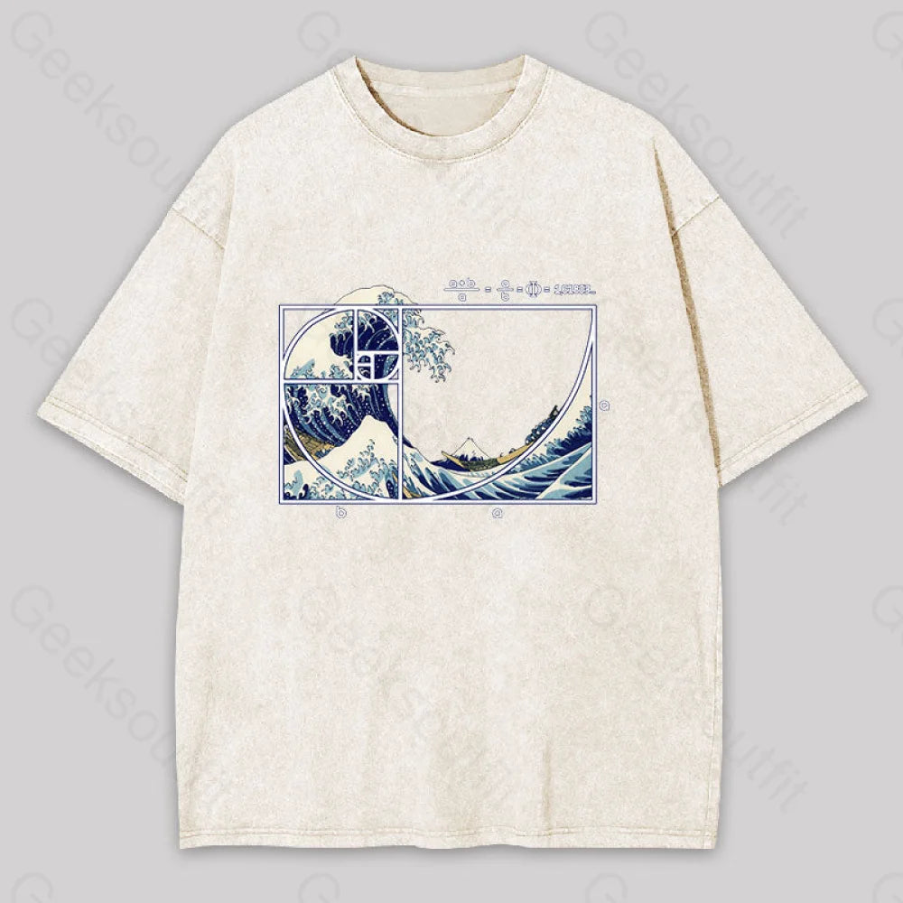 The Great Fibonacci Wave Washed T-Shirt Apricot / S