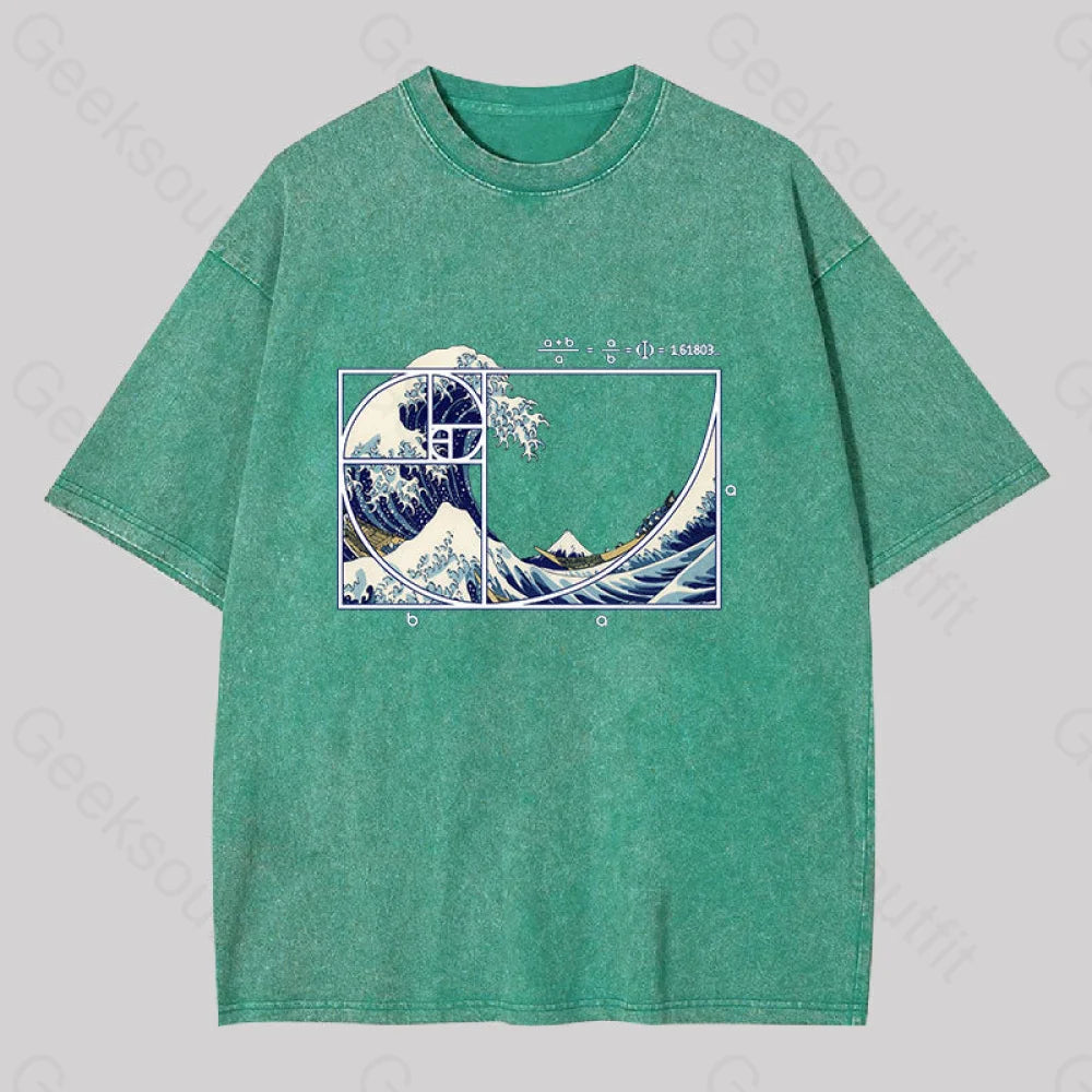 The Great Fibonacci Wave Washed T-Shirt Grass Green / S