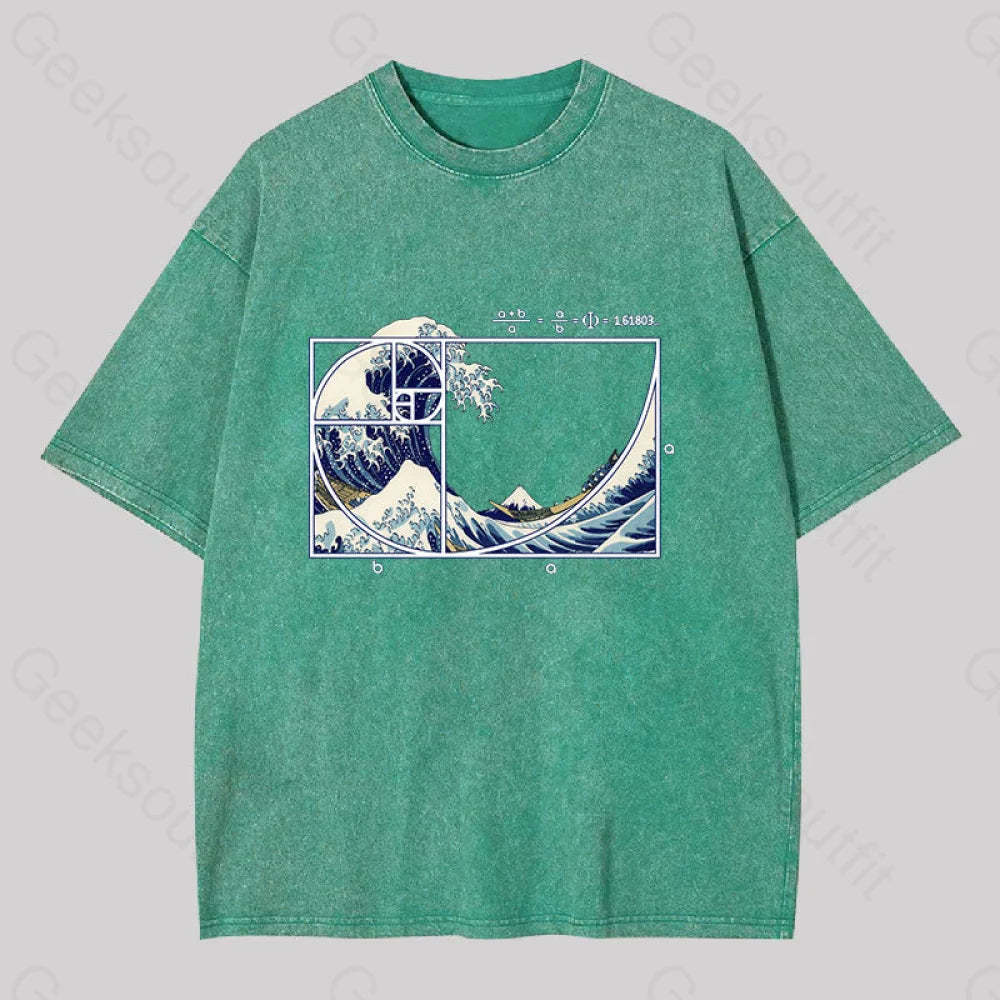 The Great Fibonacci Wave Washed T-Shirt Grass Green / S