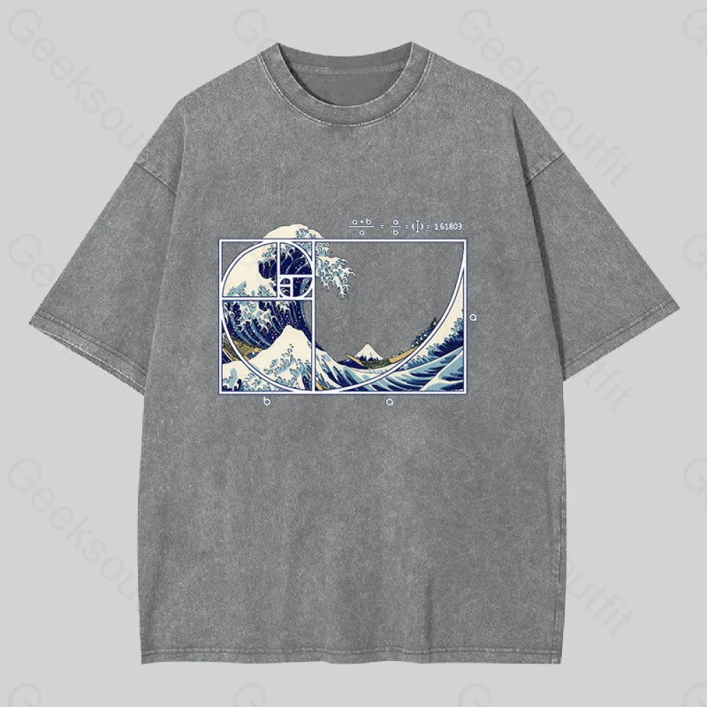 The Great Fibonacci Wave Washed T-Shirt Grey / S