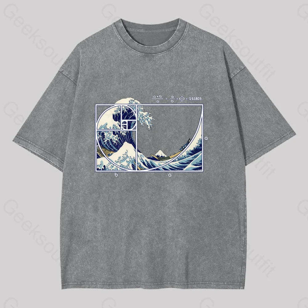 The Great Fibonacci Wave Washed T-Shirt Grey / S