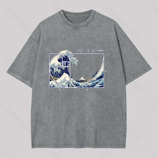The Great Fibonacci Wave Washed T-Shirt Grey / S