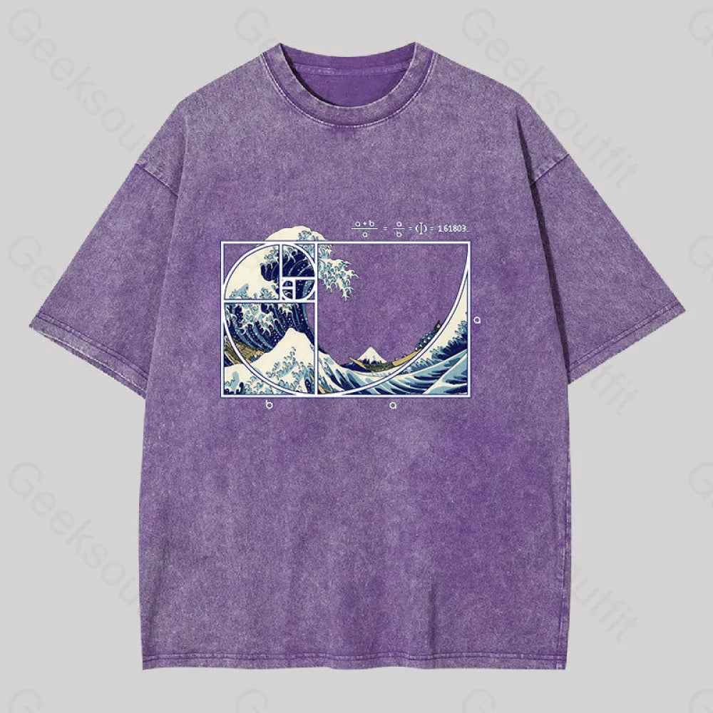 The Great Fibonacci Wave Washed T-Shirt Purple / S