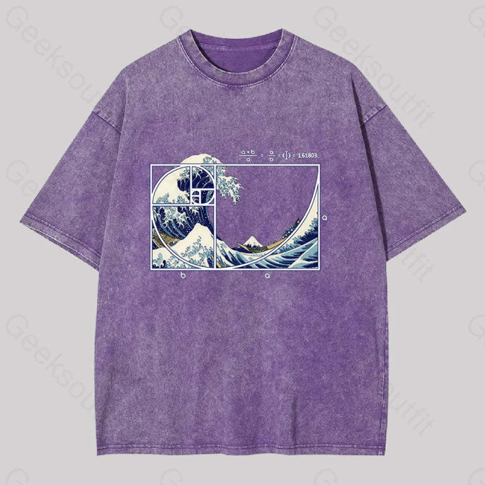 The Great Fibonacci Wave Washed T-Shirt Purple / S