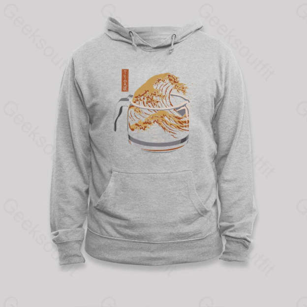 The Great Wave Of Coffee Hoodie Grey / S