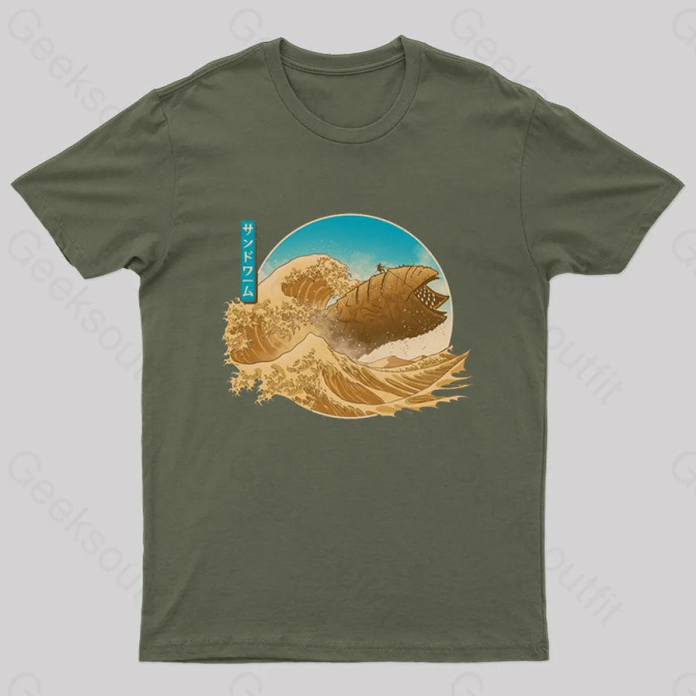 The Great Wave Off Arrakis Geek T-Shirt Army Green / S