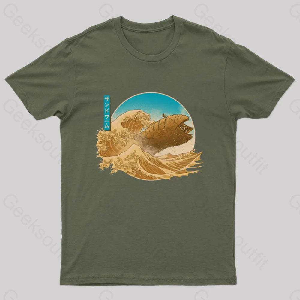 The Great Wave Off Arrakis Geek T-Shirt Army Green / S