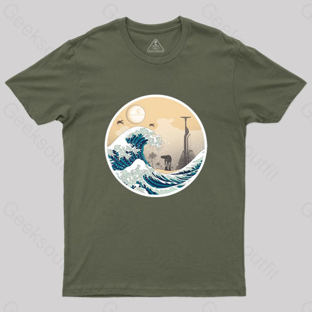 The Great Wave Off Scarif T-Shirt Army Green / S