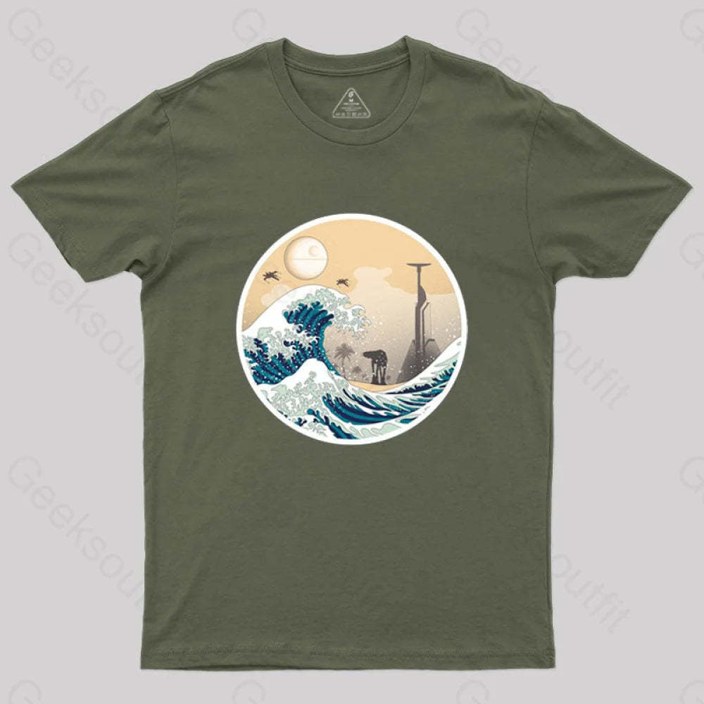 The Great Wave Off Scarif T-Shirt Army Green / S