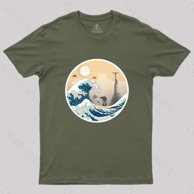 The Great Wave Off Scarif T-Shirt Army Green / S