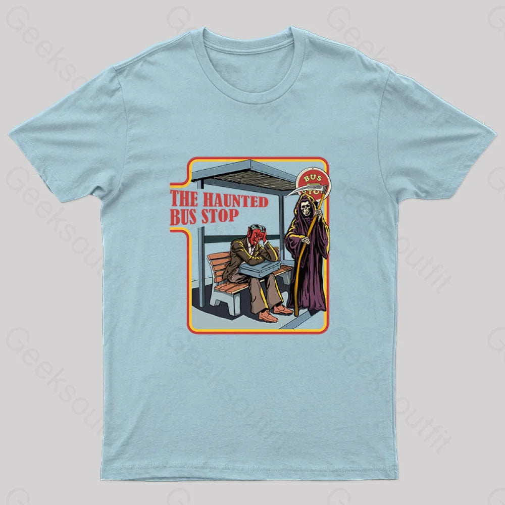 The Haunted Bus Stop T-Shirt Light Blue / S