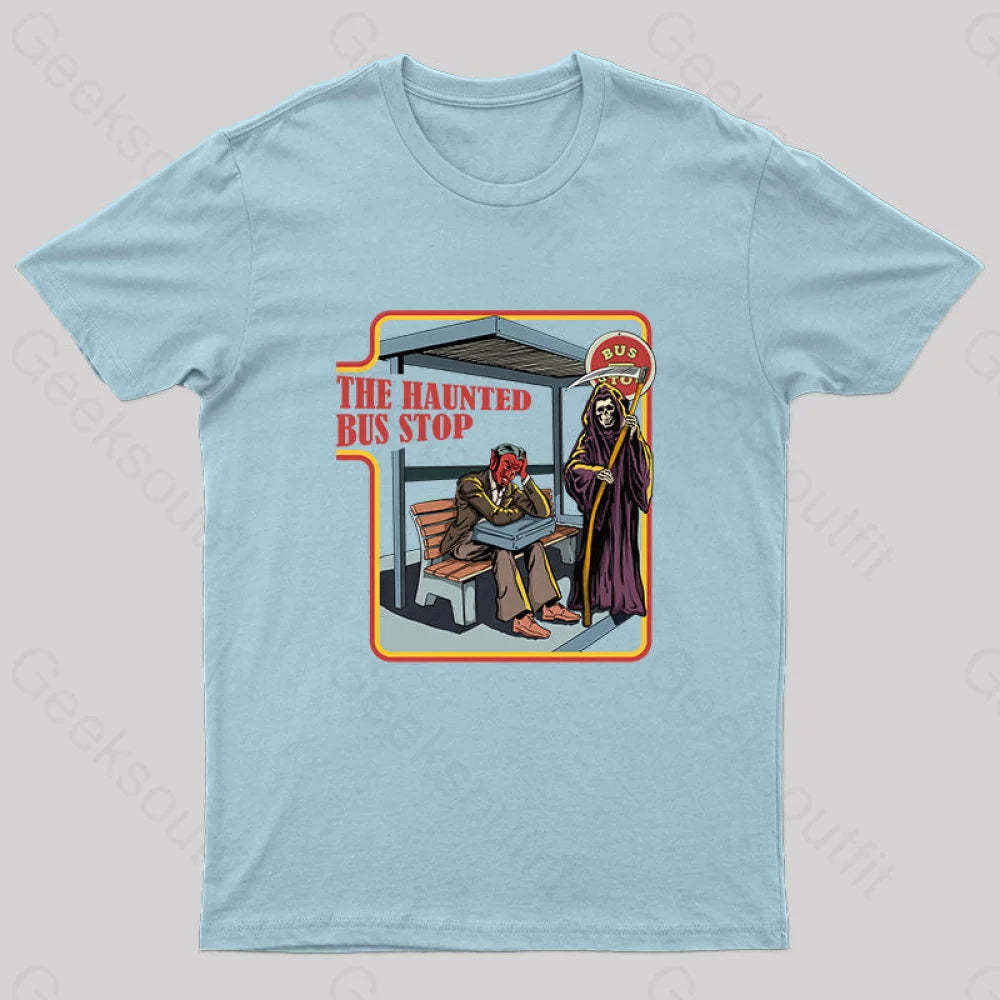 The Haunted Bus Stop T-Shirt Light Blue / S