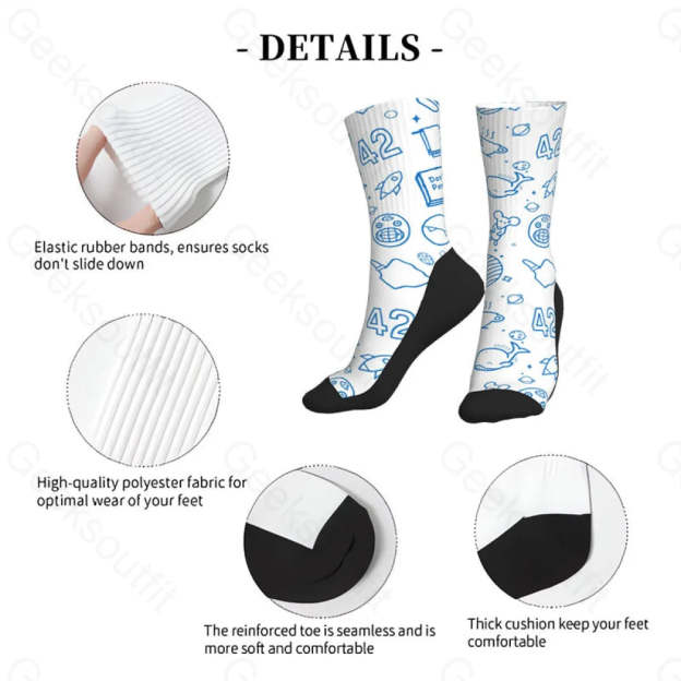 The Hitchhiker’s Guide To The Galaxy White Men’s Socks