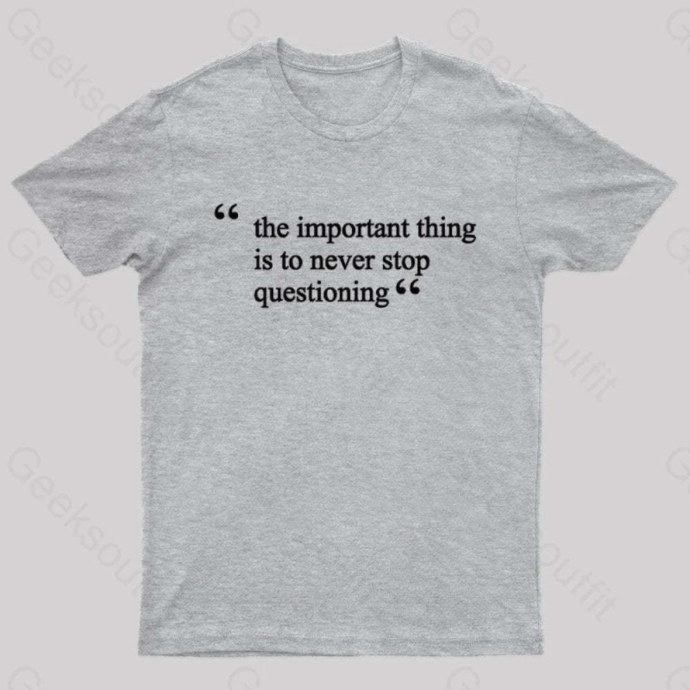 The Important Thing Is To Never Stop Questioning Nerd T-Shirt Grey / S