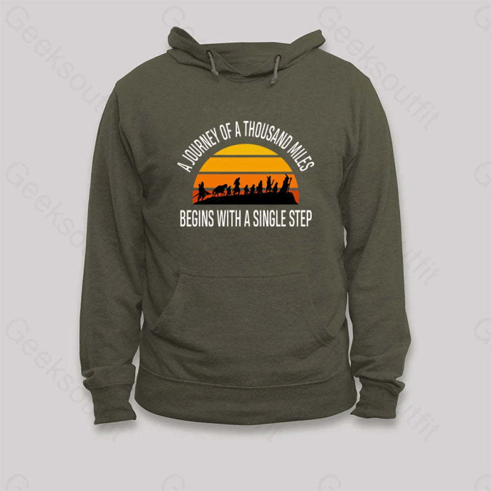 The Journey Of A Thousand Miles Hoodie Army Green / S