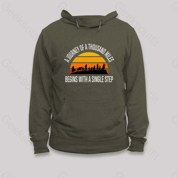 The Journey Of A Thousand Miles Hoodie Army Green / S