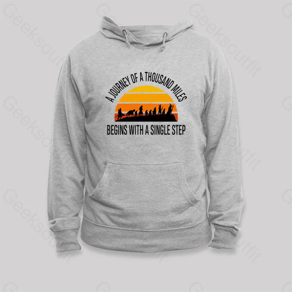 The Journey Of A Thousand Miles Hoodie Grey / S