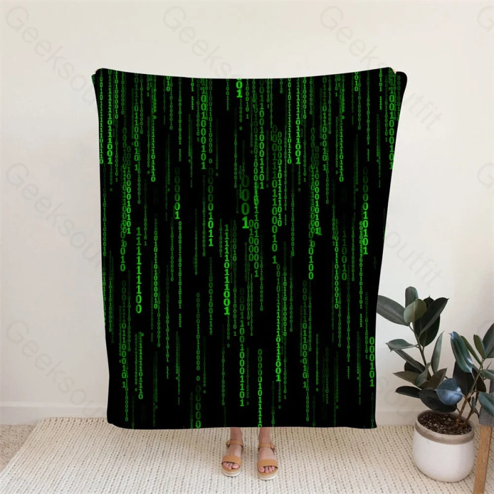 The Matrix Black Green Design Art Flannel Blanket