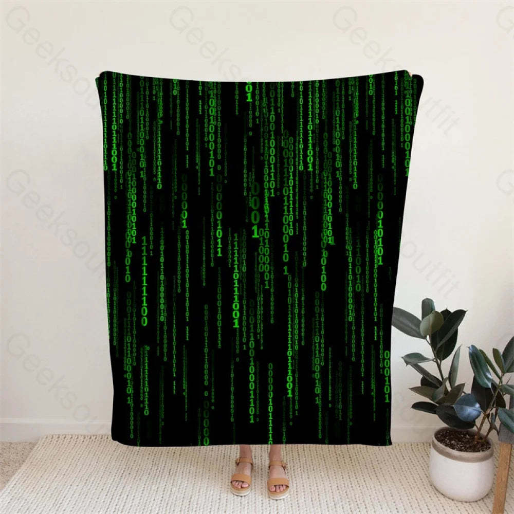 The Matrix Black Green Design Art Flannel Blanket