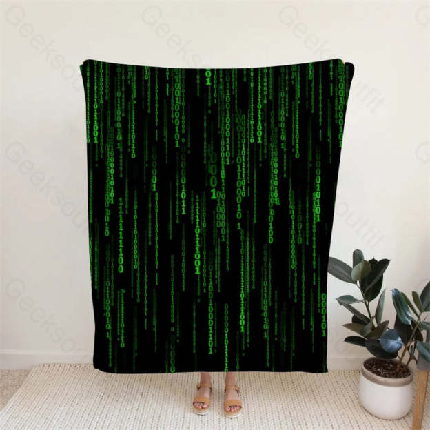 The Matrix Black Green Design Art Flannel Blanket