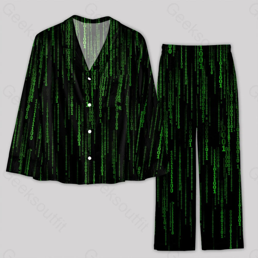 The Matrix Black Green Design Art Pajamas Set - Geeksoutfit