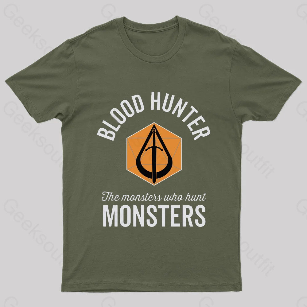 The Monsters Who Hunt Nerd T-Shirt Army Green / S